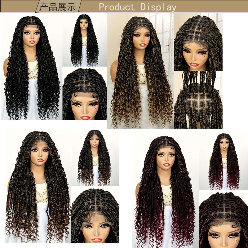Cross-Border Hot-Selling Wig European and American Style Braided Full Lace Synthetic Crochet Wig Box Braids Wig - 图片 10