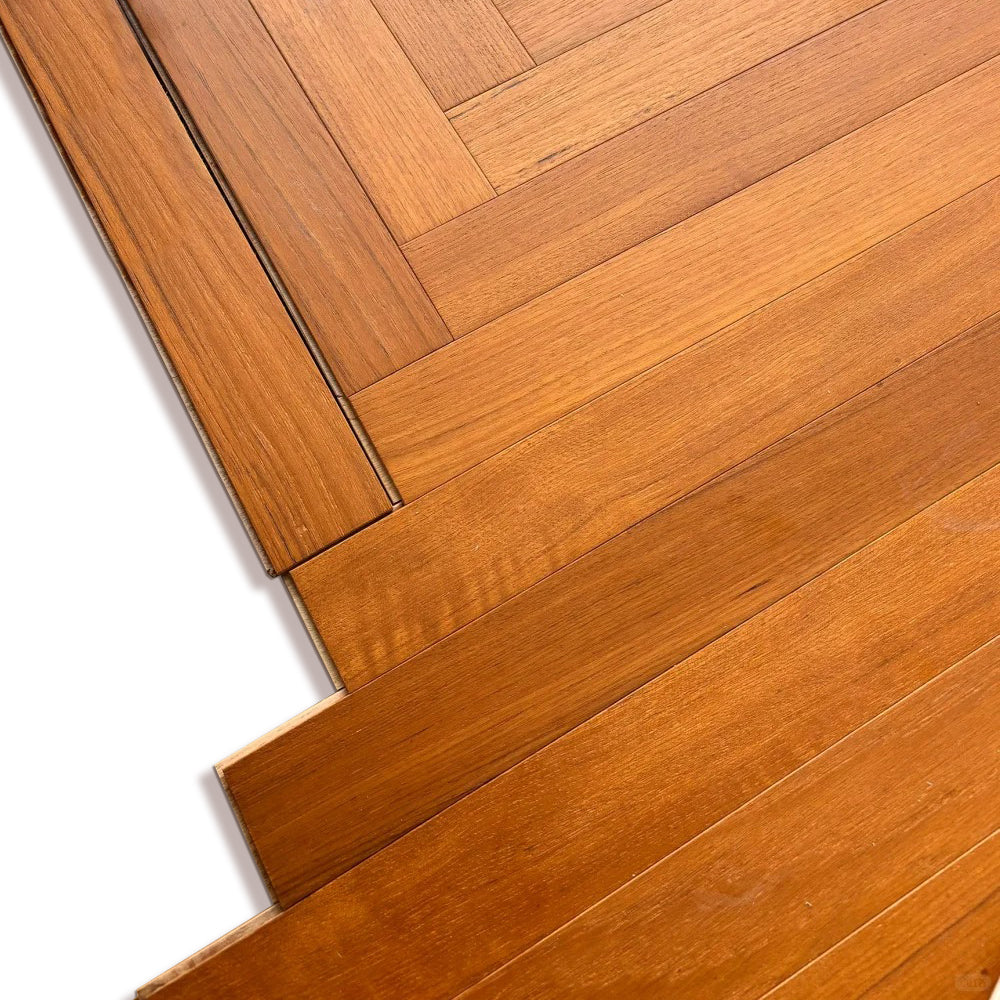 15mm Solid Wood Multilayer Teak Chevron Parquet Flooring | Smooth UV Finish | Customizable Pattern Colors | Park Outdoor Use - 图片 15