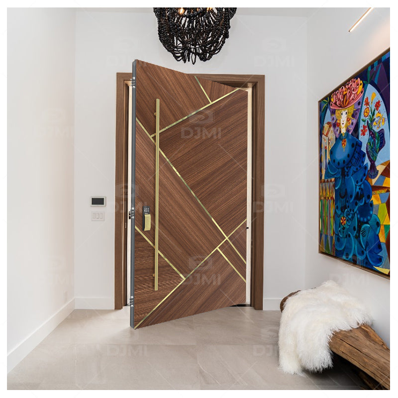 DJMI Newest High Quality Solid Wood Pivot Entry Door US Villa Customizable - 图片 4