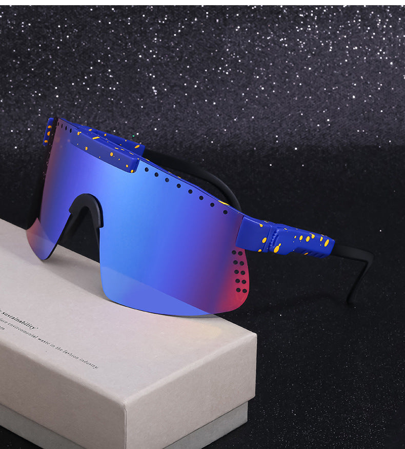 European and American Colorful Sunglasses Outdoor Cycling Windproof Sunglasses Men and Women One-piece Lens Sports Anti-ultraviolet Glasses - 图片 14