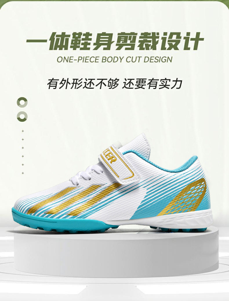 New football shoes for men and women with Velcro for children TF Broken Nail Style Youth Student Grassland Flat Training Shoes - 图片 10