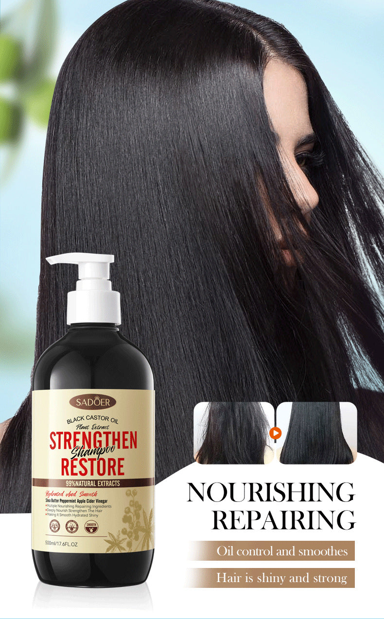 Black Castor Oil Shampoo SADOER Care Nourishing Smooth Anti-Dandruff Shampoo Cross-Border Wholesale - 图片 6
