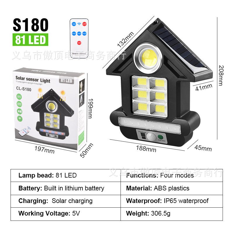 Solar Street Light Human Body Sensing Small Wall Light with Remote Control Garden Light COB Security Light Waterproof Garden Light - 图片 5