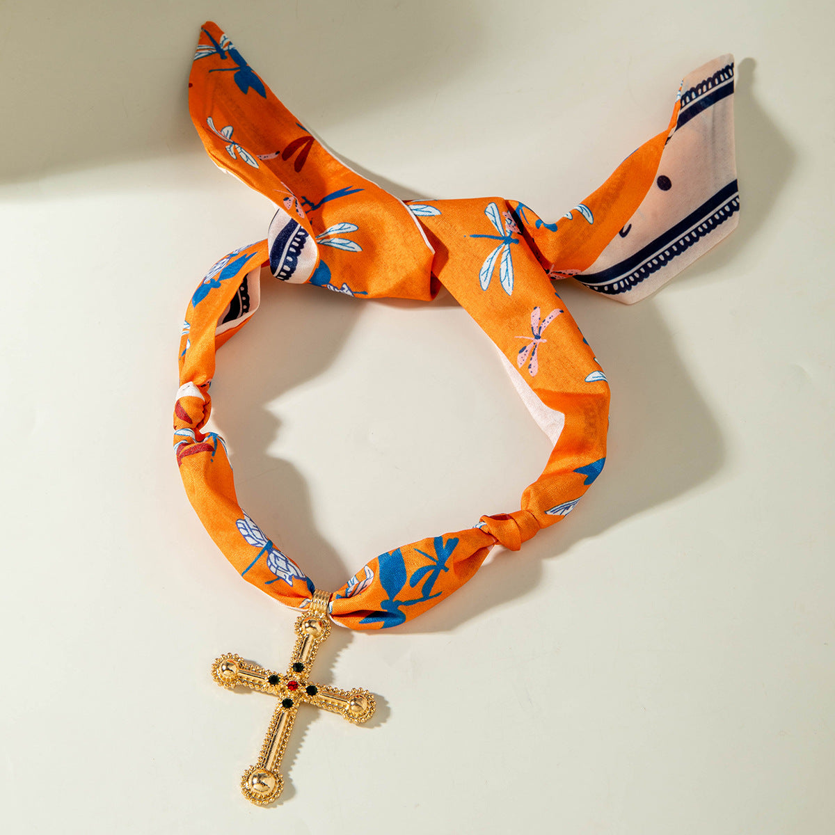 European and American Style Long Silk Scarf Necklace, Light Luxury High-End Feel, Multiple Pendants, Pearl Colorful Silk Scarf Necklace - 图片 28