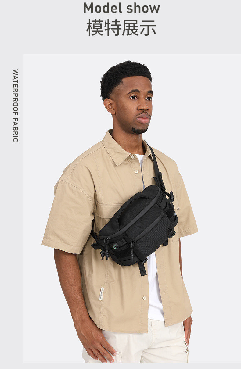 OZUKO Men's Waist Bag Waterproof High-End Crossbody Bag Chest Bag Tactical Trendy Portable Functional Travel Bag - 图片 10