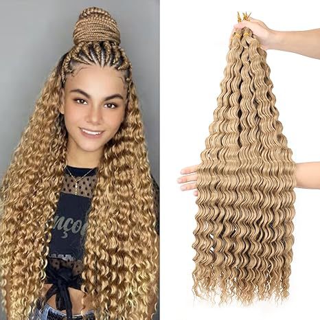 European and American Style Synthetic Hair Domestic Wig Crochet Hair Extensions Curly Hair Piece Deep Wave Bulk hair 30in120g - 图片 8