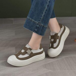 New Round Toe Fashion Sports Casual Shoes Mesh Soft Sole Women's Shoes Retro Niche Fashion Low-top Single Shoes Mom Shoes