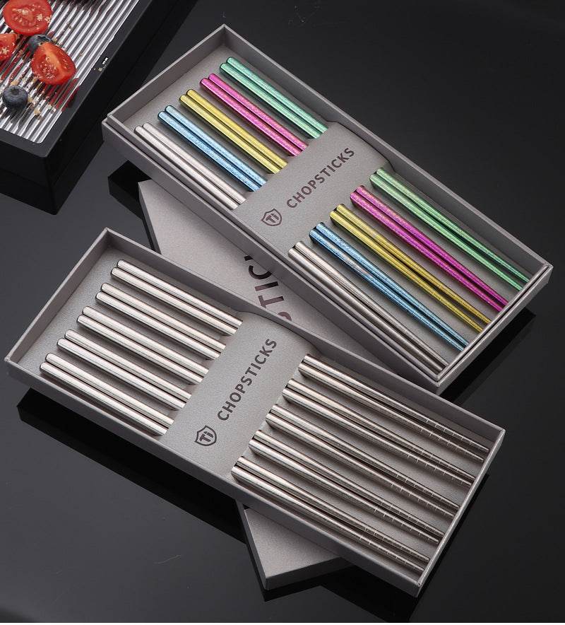 Pure Titanium Crystal Chopsticks for Home and Outdoor Use, Light Luxury Colorful Ice Flower Chopsticks23cm Half Square Chopsticks Restaurant Antibacterial Titanium Chopsticks - 图片 27