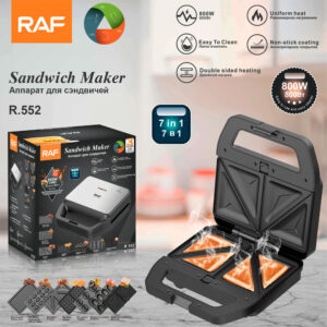RAF European Standard Sandwich Maker Household Multi-Functional 7-in-1 Waffle Maker Breakfast Machine Portable Baking
