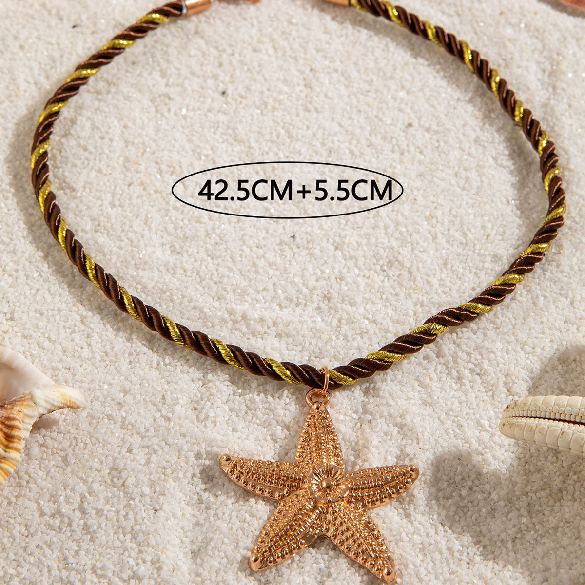 European and American Metal Ocean Style Starfish Pendant Necklace Jewelry Personality Exaggerated Star Beach Vacation Necklace for Women - 图片 33