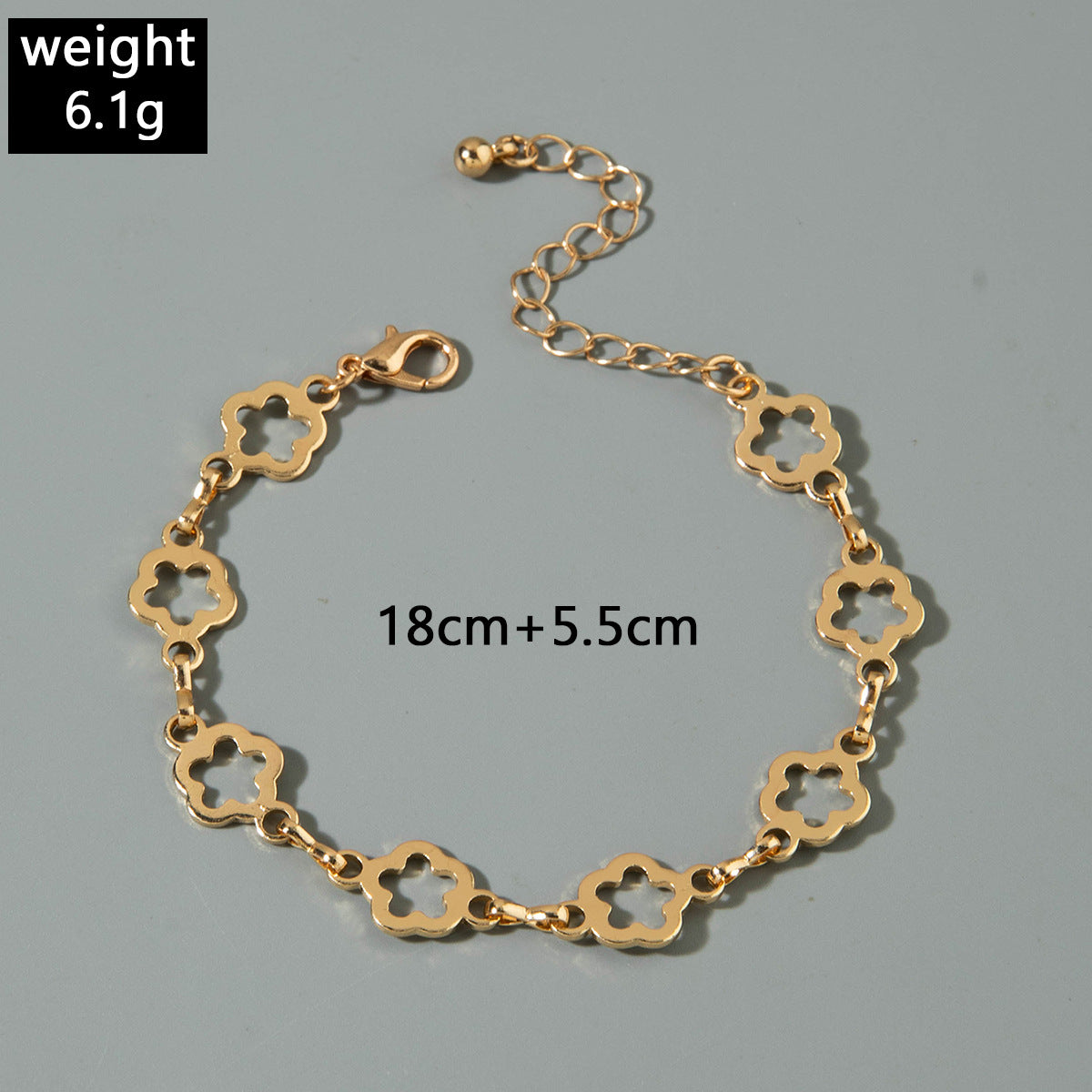 European and American Fashion Alloy Inlaid Diamond Five-Leaf Clover Bracelet Jewelry Three-Piece Set Simple Geometric Smooth Bracelet Wholesale - 图片 48