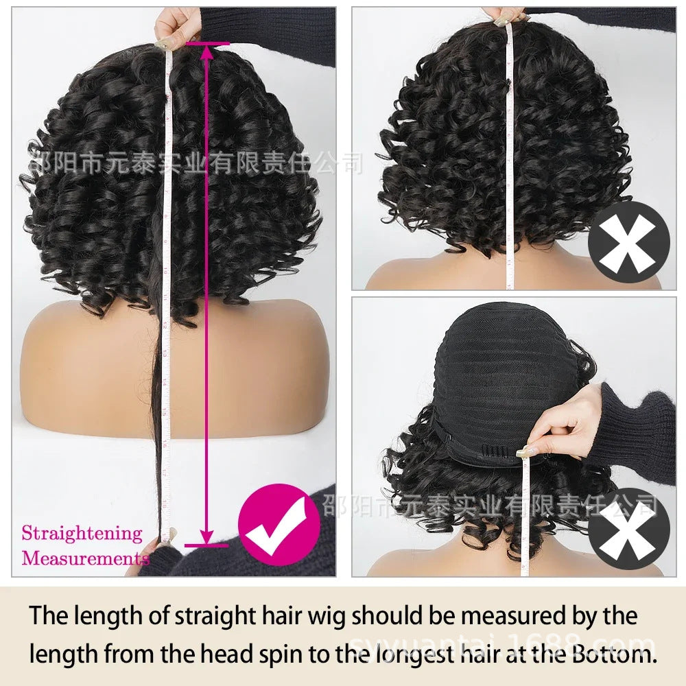 Short Bouncy Curly Wig BOB Glueless Wig Afro Rose Curly - 图片 7