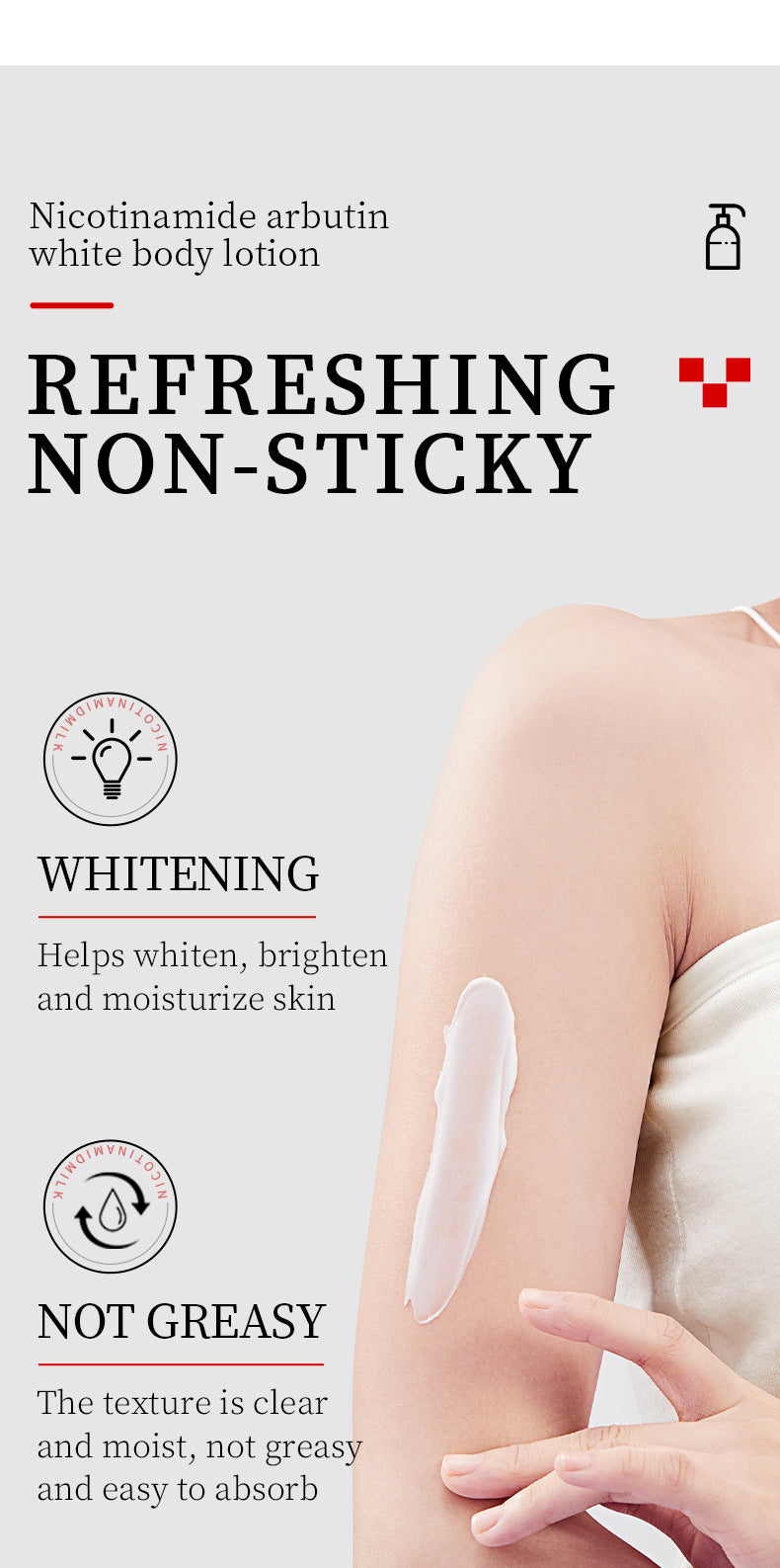Whitening Body Lotion SADOER Niacinamide Arbutin Brightening Moisturizing Lotion Cross-Border Wholesale - 图片 15