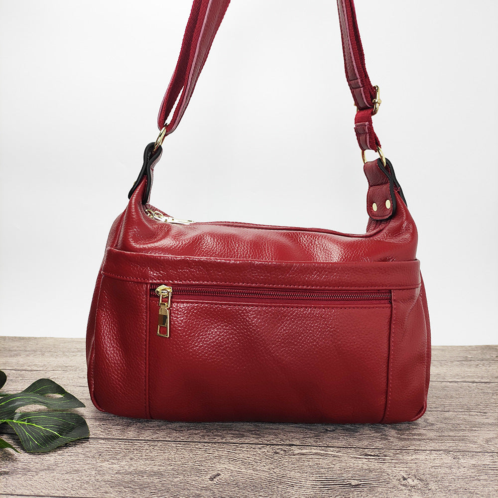 Guangzhou Shiling Genuine Leather Women's Bag for Middle-aged and Elderly Mothers, Multi-pocket Large Capacity Single Shoulder Crossbody Bag Trend - 图片 13