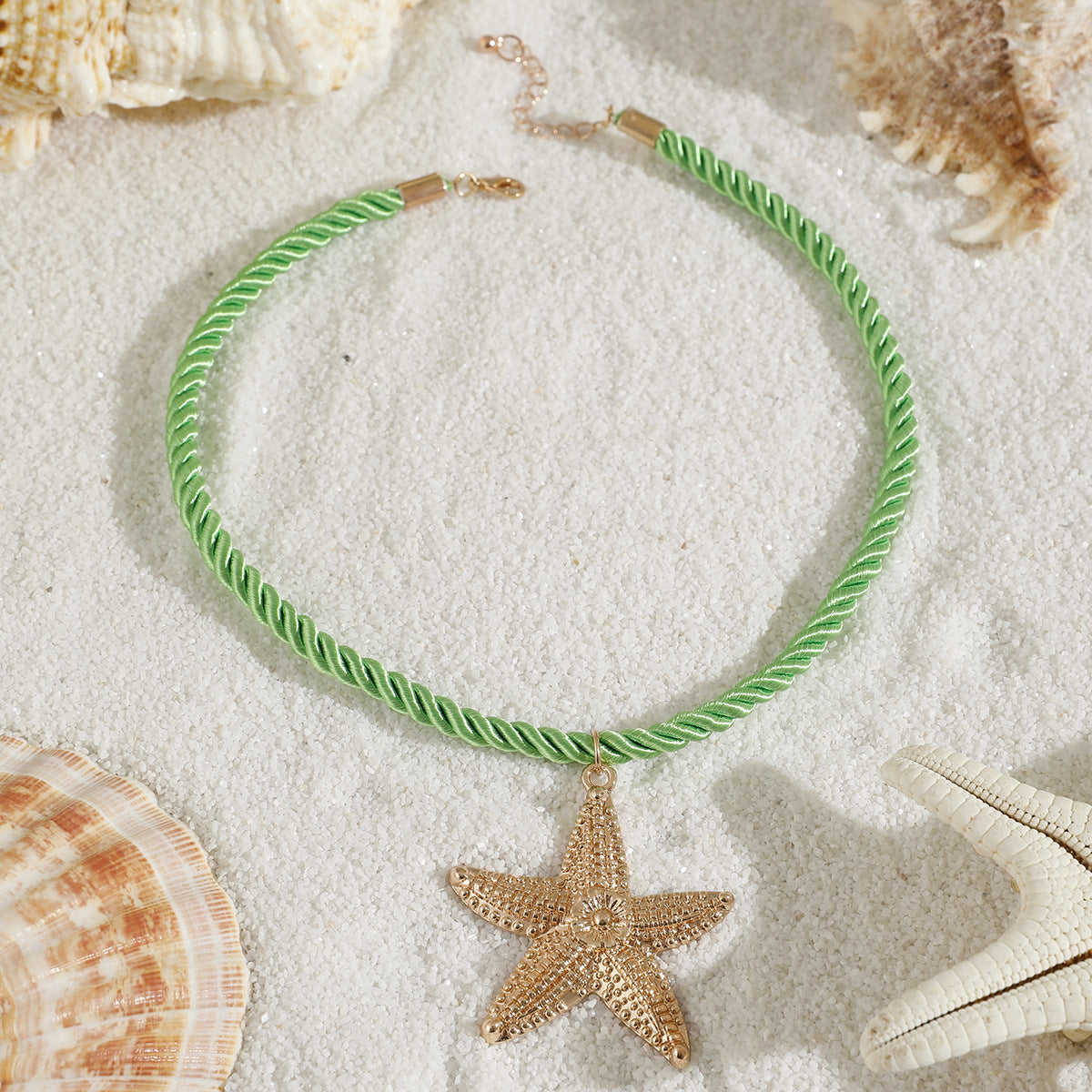 European and American Metal Ocean Style Starfish Pendant Necklace Jewelry Personality Exaggerated Star Beach Vacation Necklace for Women - 图片 10