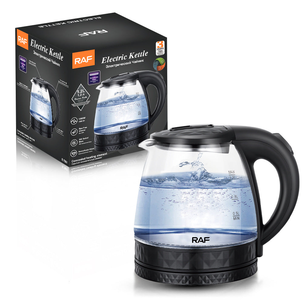 RAF European Standard Electric Kettle Stainless Steel Transparent Glass Small Household Electric Kettle for Home Use1.2L - 图片 12