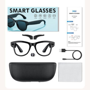 M02Smart Glasses80010000 Pixel Camera with Charging Case and Image Stabilization for Video Recording Ai Real-Time Translation32GB Memory