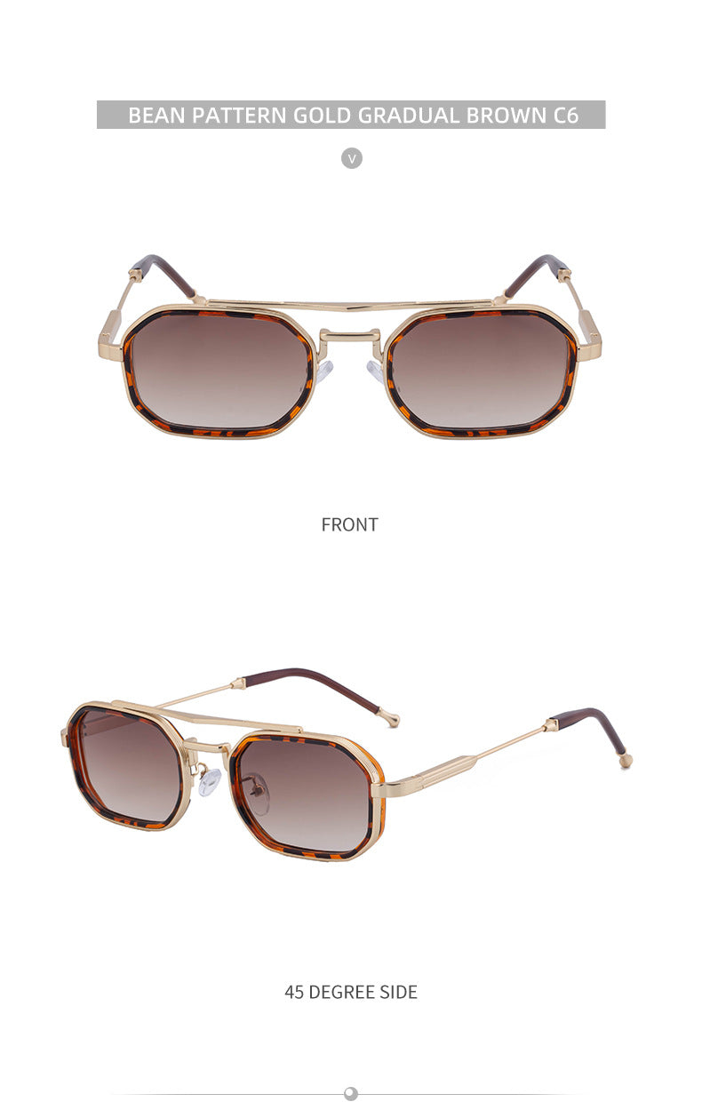 2025New Small Frame Glasses Men Double Beam retro Sunglasses Men's High Sense Full Frame Sunscreen Sunglasses shades - 图片 32