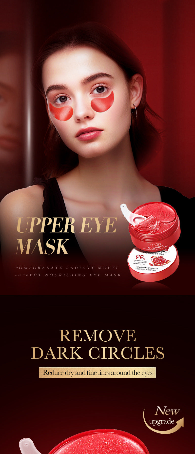 Red Pomegranate Eye Mask SADOER Moisturize the eye area, improve dark circles and wrinkles, foreign trade wholesale - 图片 7