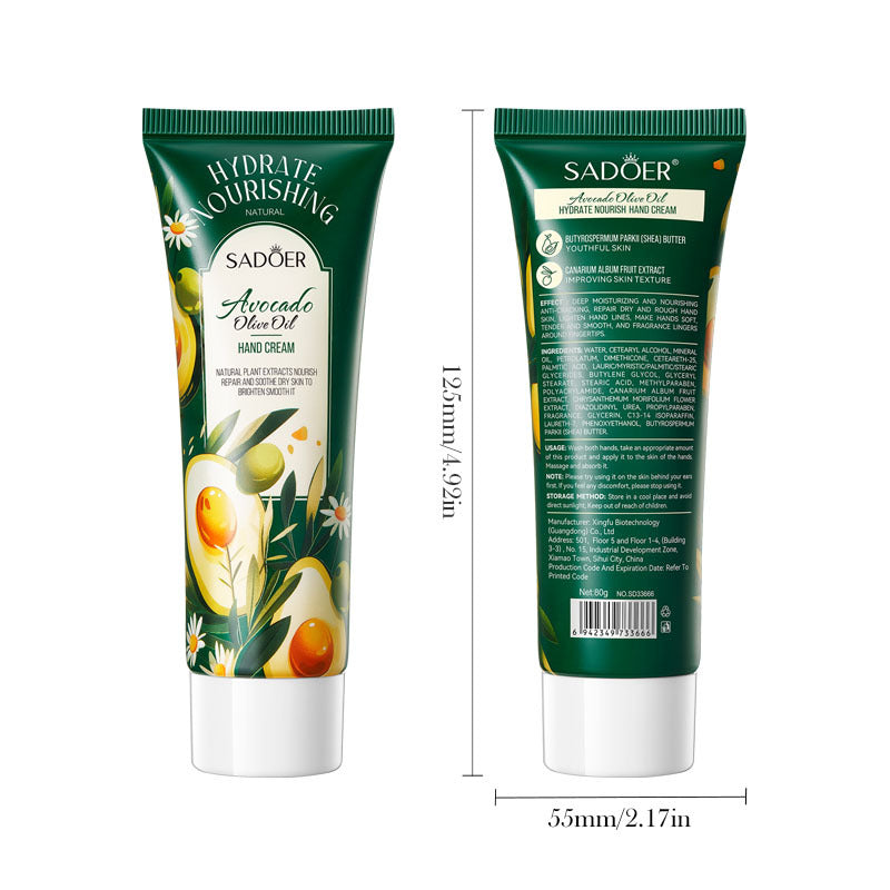 Cross-border Avocado Nourishing Hand Cream80g Olive Oil Hydrating Moisturizing Hand Cream Export Manufacturer Wholesale - 图片 5