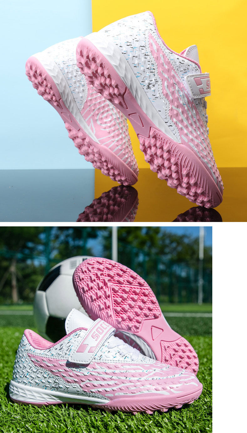 New football shoes for men and women with Velcro for children TF Broken Nail Style Youth Student Grassland Flat Training Shoes - 图片 35