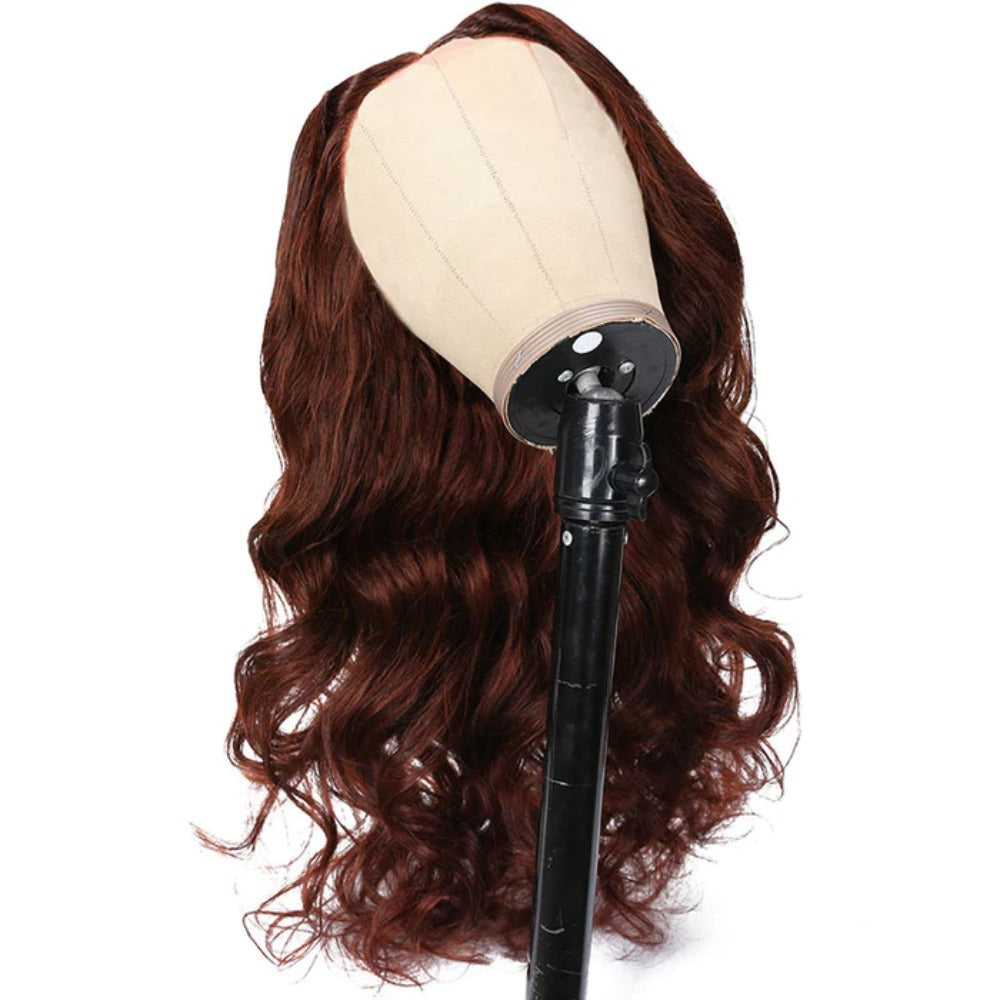 13*4Amazon European and American Wig Women's Synthetic Fiber Front Lace Long Curly Hair wig Reddish Brown Big Wave Headband - 图片 9