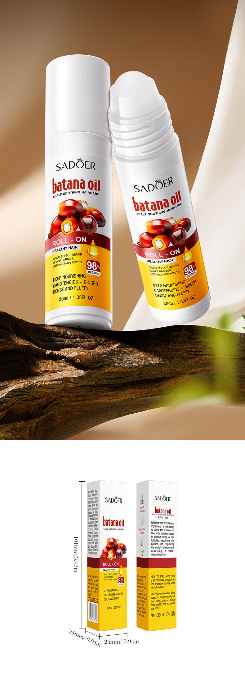 Batahana Scalp Soothing Conditioner SADOER Moisturizing and Nutritious Hair Care Roll-on Cross-Border Wholesale - 图片 16