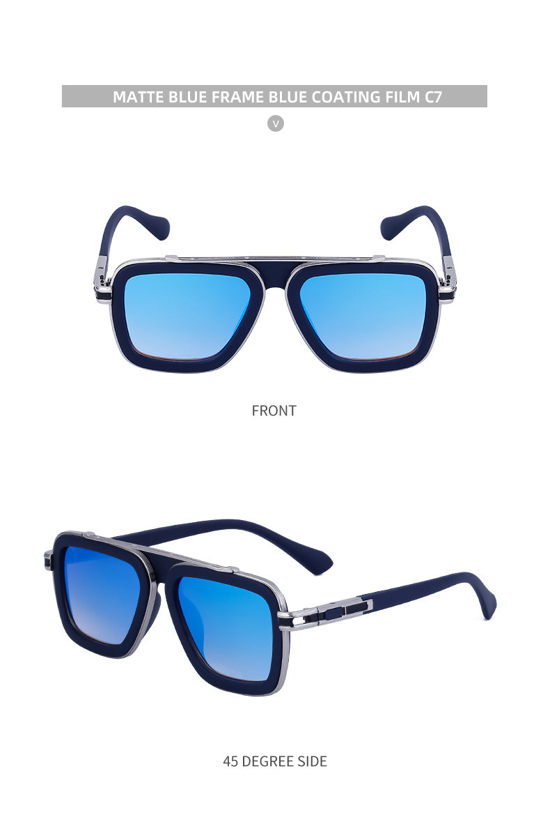 European and American Retro Square Frame Sunglasses for Men, Trendy European and American Punk Style, Internet Celebrity Same Style Sunglasses for Women ins Wind shades - 图片 35