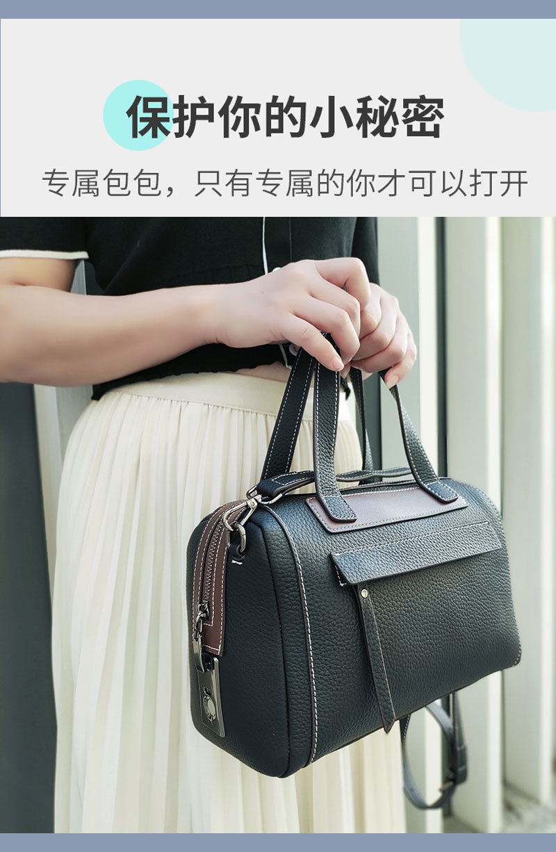 Boston Crossbody Pillow Bag Privacy Protection Fingerprint Unlock Genuine Leather Handbag Commuter Women's Bag Crossbody Bag - 图片 15