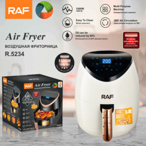 RAF European Standard Smart Touch Air Fryer5.8L Large capacity household fully automatic intelligent multifunctional