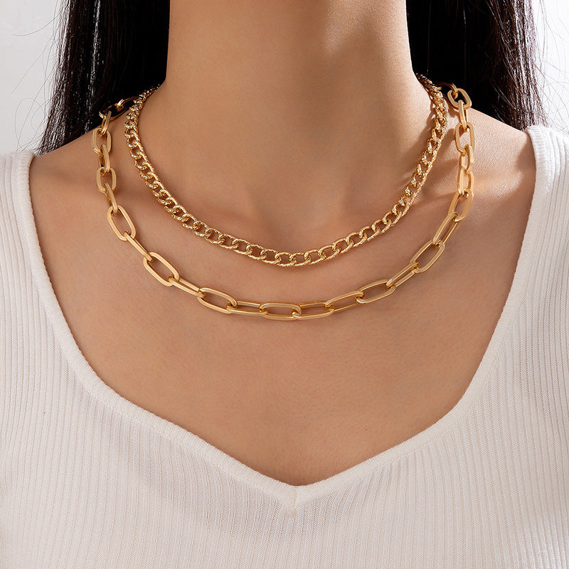 European and American Ornament Fashion Hip-Hop Short Thick Chain Geometric Necklace Metal Exaggerated Necklace - 图片 5