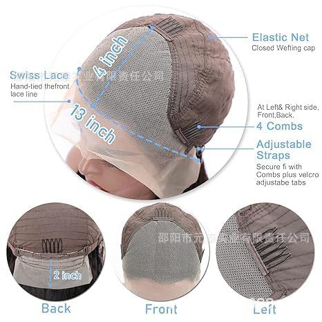 13x4 Lace Front Wigs Long Straight Black Synthetic Wigs - 图片 13