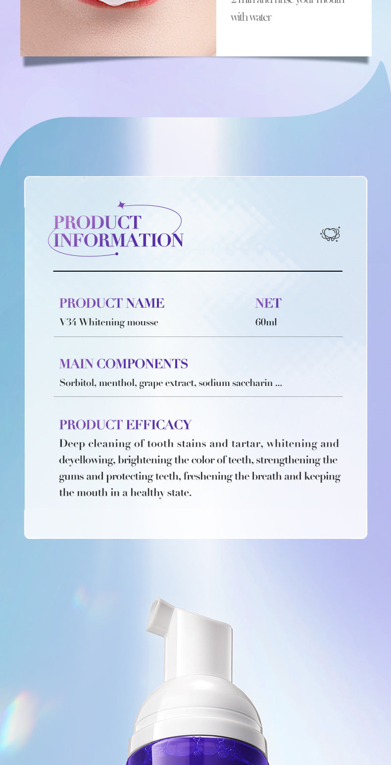 V34Whitening Foam Toothpaste SADOER Clean Teeth Clean Mousse Cross-Border Foreign Trade Wholesale - 图片 20