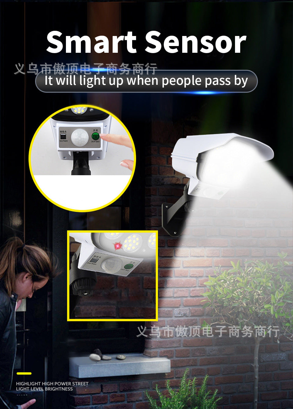 Solar Simulation Surveillance Light Outdoor Lighting LED Human Body Sensor Anti-Theft Light Garden Light Street Light - 图片 12