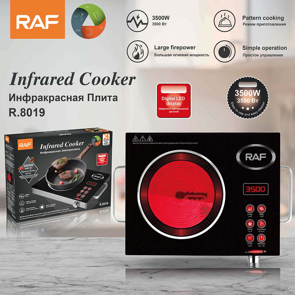 RAF European Standard Electric Ceramic Stove Household Multi-Functional High-Power Stir-Fry Hot Pot Light Wave Induction Cooker Countertop Electric Stove - 图片 10