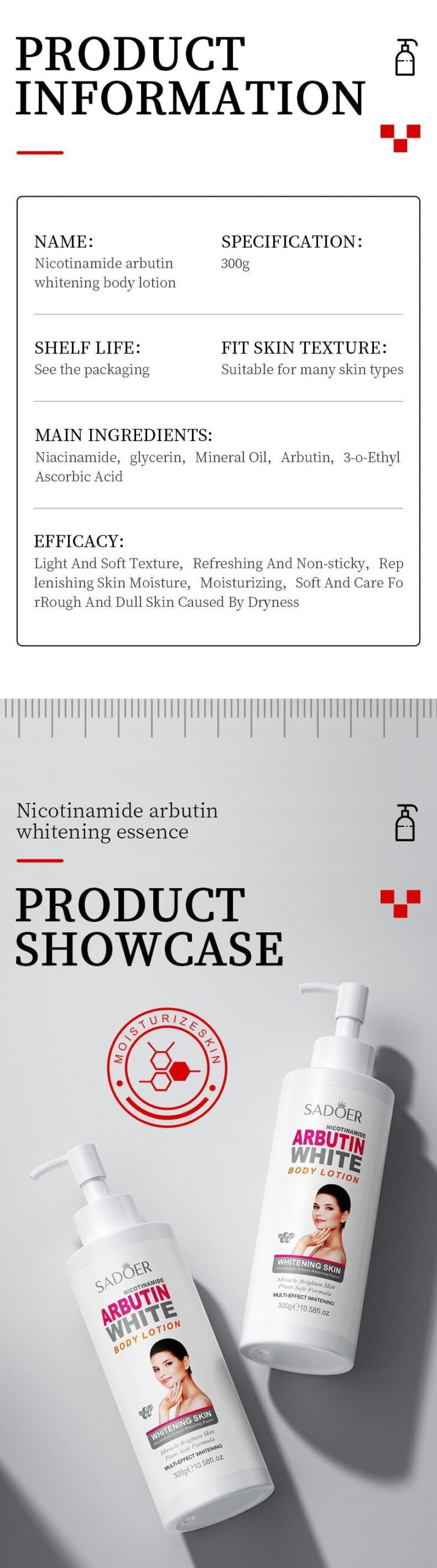 Niacinamide Arbutin Set SADOER Whitening, hydrating, and moisturizing skincare products wholesale - 图片 54