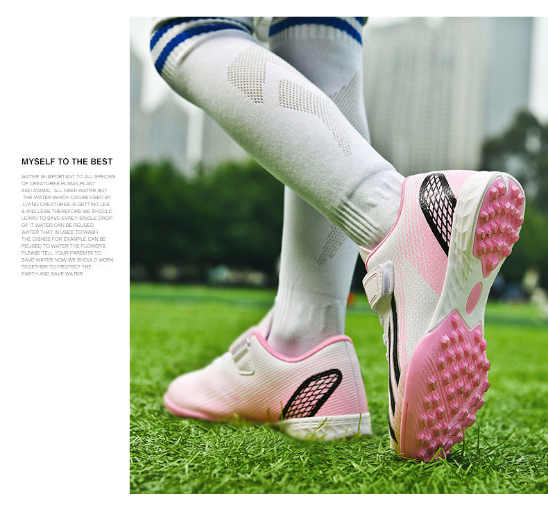 New football shoes for men and women with Velcro for children TF Broken Nail Style Youth Student Grassland Flat Training Shoes - 图片 35