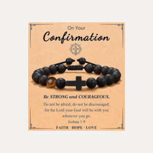 European and American Hot-Selling Black Cross Bracelet Black Matte Tiger Eye Stone Rope Braided Bracelet Father's Day Christmas Bracelet