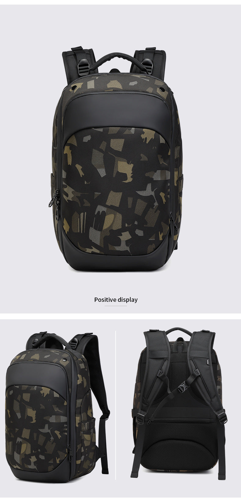 OZUKO Business Backpack for Men, Double Shoulder Laptop Bag, Waterproof, Large Capacity, Commuter School Bag, College Student Trendy Brand, High-End Feel - 图片 25