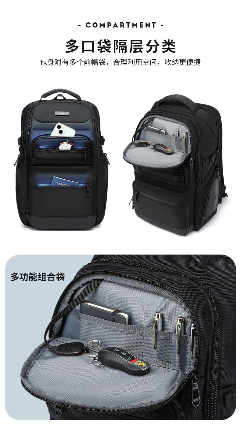 OZUKO Business Backpack Men's Computer Backpack Waterproof High-end Business Travel College Student Commuting School Bag - 图片 17
