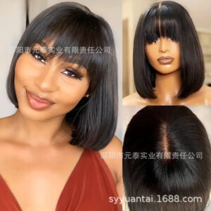 Bob Wigs Human Hair With Bangs Short Bob Straight Bang Wigs