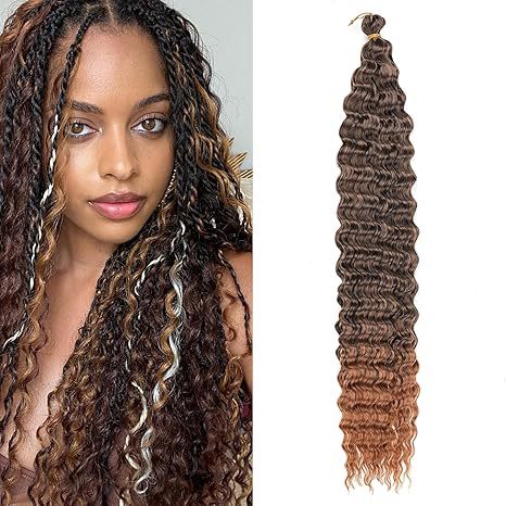 European and American Style Synthetic Hair Domestic Wig Crochet Hair Extensions Curly Hair Piece Deep Wave Bulk hair 30in120g - 图片 14