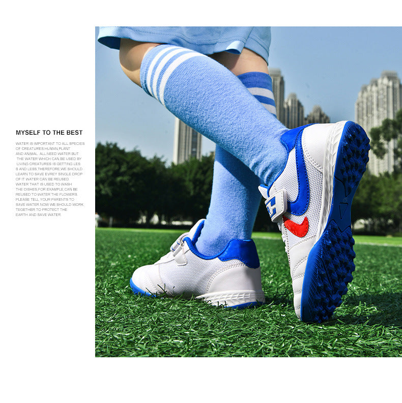 New football shoes for men and women with Velcro for children TF Broken Nail Style Youth Student Grassland Flat Training Shoes - 图片 20