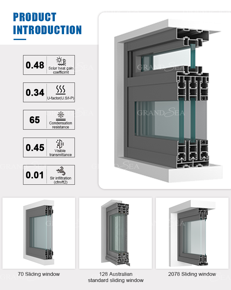Double Tempered Reflective Glass Aluminium Sliding Windows Economic Price in Africa - 图片 13