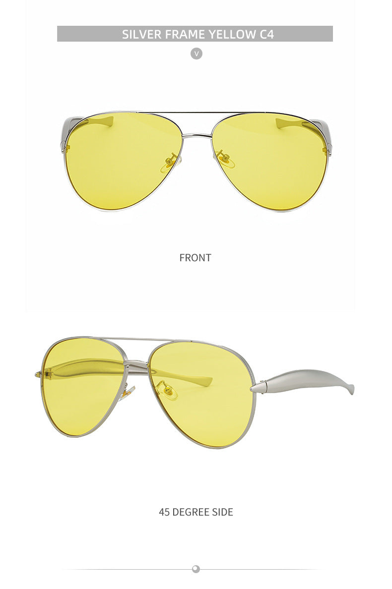 Toad-shaped Metal Sunglasses2025New Retro Plain Sunglasses High-End Feel Women Street Style Trendy Sunglasses - 图片 29