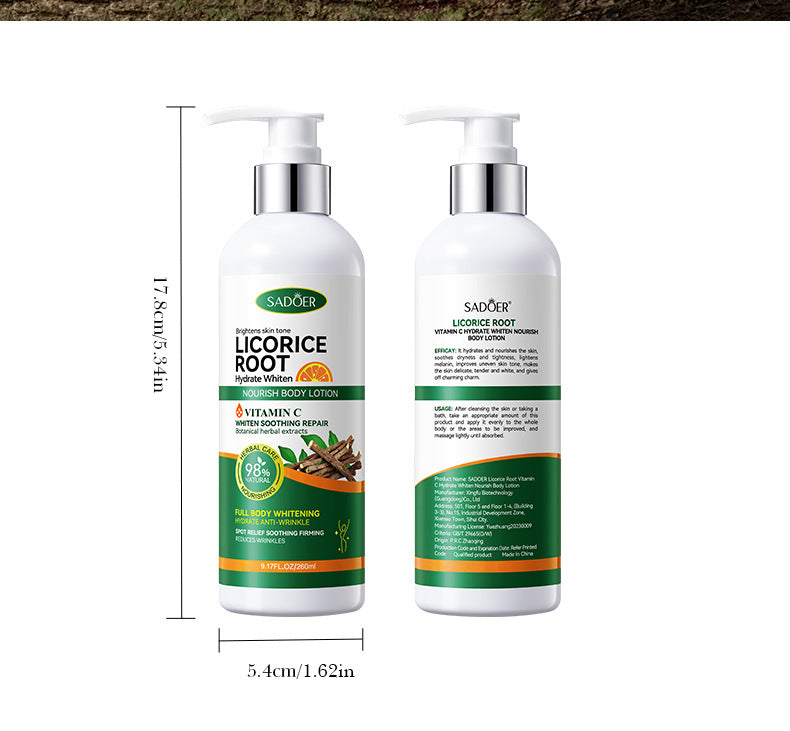 Licorice VC Body Lotion260gSADOER Whitening, hydrating, moisturizing skin care cross-border wholesale - 图片 15