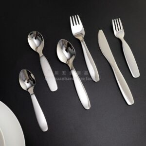 304Stainless Steel Knife Fork Spoon Children's Rice Spoon Household Baby Baby Food Spoon Fruit Fork Portable Tableware Set