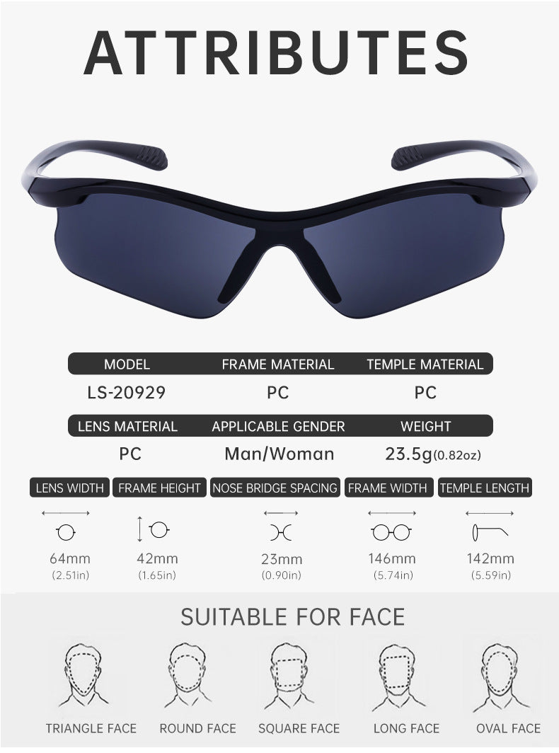 European and American Style Half-Frame Cycling Sunglasses Windproof Sunglasses for Women Personalized Outdoor Sports Running Glasses Eye Protection for Men - 图片 18