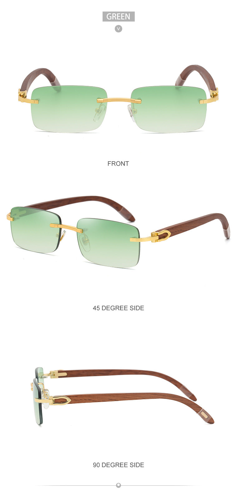 Fashion Sunglasses for Men Frameless Wooden Leg Slingshot Sunglasses Men Trendy Wooden Optical Frame sunglasses - 图片 29