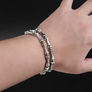 Stainless Steel Matte Skull Bone Bracelet Titanium Steel Polished Bright Surface Spliced Bracelet Factory Wholesale